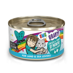 BFF OMG GRAVY Chicken & Turkey QT Patootie! Dinner in Gravy Wet Cat Food Can