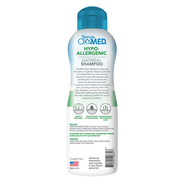 Tropiclean OxyMed Hypo-Allergenic Oatmeal Pet Shampoo, 20-oz