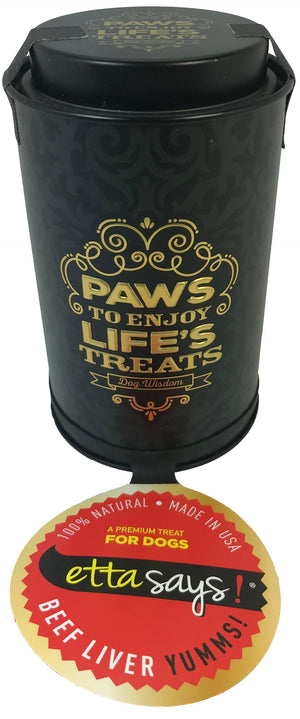 Etta Says! Beef Liver Yumms Freeze-Dried Dog Treats in Decorative Tin, 1.6-oz