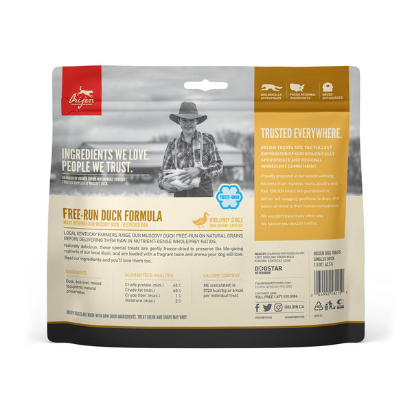 ORIJEN Free-Run Duck Grain-Free Freeze-Dried Dog Treats