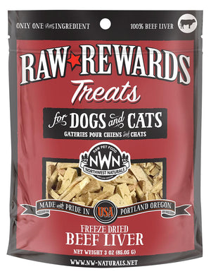 Northwest Naturals Raw Rewards Beef Liver Freeze Dried Dog & Cats Treats, 3-oz