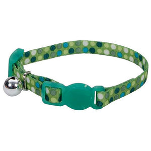Li'l Pals Adjustable Breakaway Kitten Collar, Green Dot Pattern, 5/16-in x 6-8-in