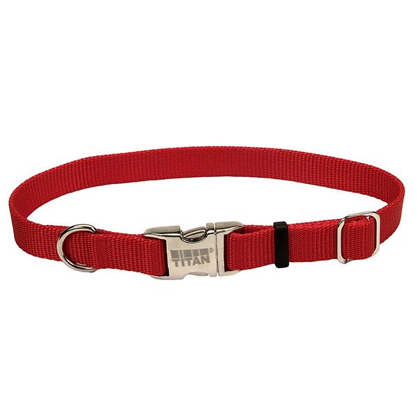 Coastal Adjustable Nylon Collar with Titan Metal Buckle for Dogs, Red