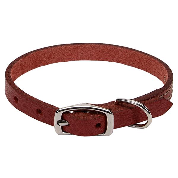 Circle T Oak Tanned Leather Town Dog Collar, Red