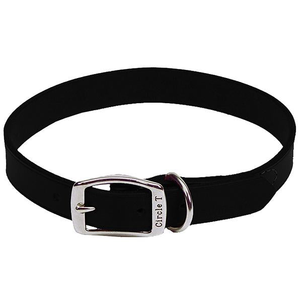 Circle T Collier pour chien en cuir tanné au chêne Town, Noir