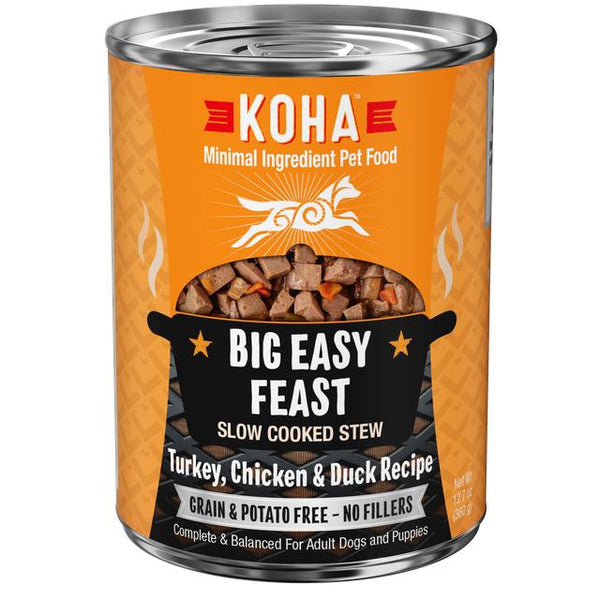 KOHA Minimal Ingredient Big Easy Feast Slow Cooked Stew Turkey, Chicken & Duck Wet Dog Food Can, 12.7-oz