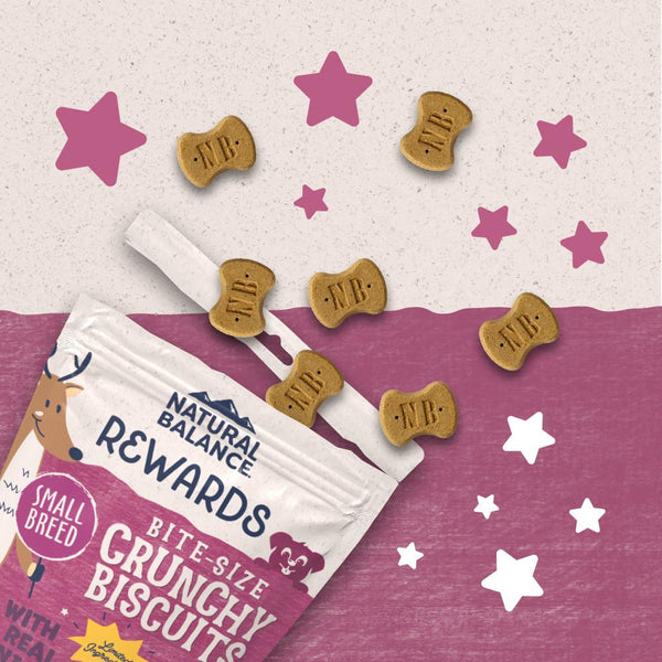 Natural Balance Rewards Crunchy Biscuits Bite-Size with Real Venison Small Breed Dog Treats