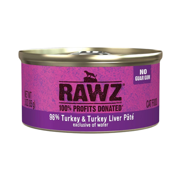 RAWZ 96% Turkey & Turkey Liver Wet Cat Food Can