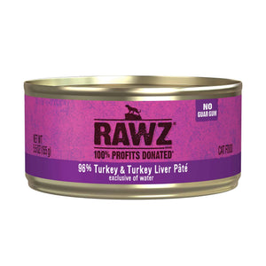 RAWZ 96% Turkey & Turkey Liver Wet Cat Food Can