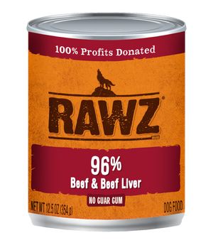 RAWZ Dog 96% Beef & Beef Liver Wet Dog Food Can