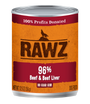 RAWZ Dog 96% Beef & Beef Liver Wet Dog Food Can