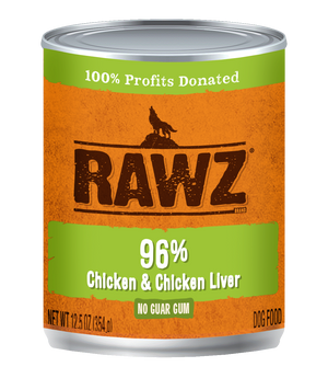 RAWZ Dog 96% Chicken & Chicken Liver Wet Dog Food Can