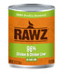 RAWZ Dog 96% Chicken & Chicken Liver Wet Dog Food Can