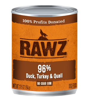 RAWZ Dog 96% Duck, Turkey & Quail Wet Dog Food Can