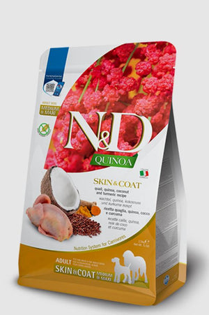 Farmina N&D Quinoa Skin & Coat Quail Adult Medium & Maxi Dry Dog Food