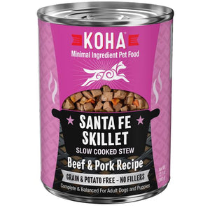KOHA Minimal Ingredient Santa Fe Skillet Slow Cooked Stew Beef & Pork Wet Dog Food Can