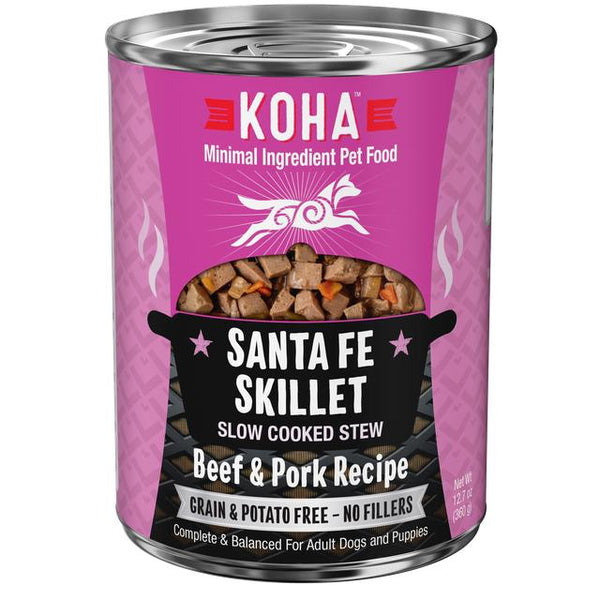 KOHA Minimal Ingredient Santa Fe Skillet Slow Cooked Stew Beef & Pork Wet Dog Food Can