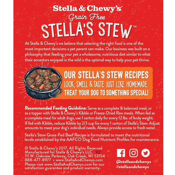 Stella & Chewy's Ragout Stella's Stew Boeuf nourri Ï  l'herbe Nourriture humide pour chiens