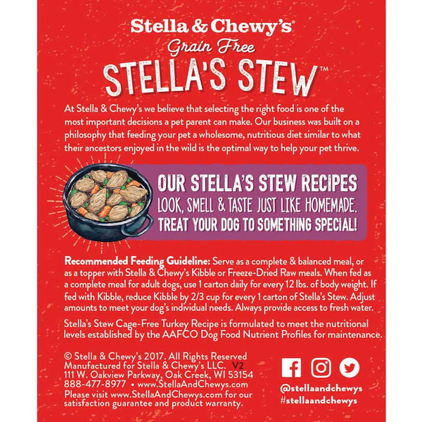 Stella & Chewy's Ragout Stella's Stew Dinde élevée sans cage Nourriture humide pour chiens