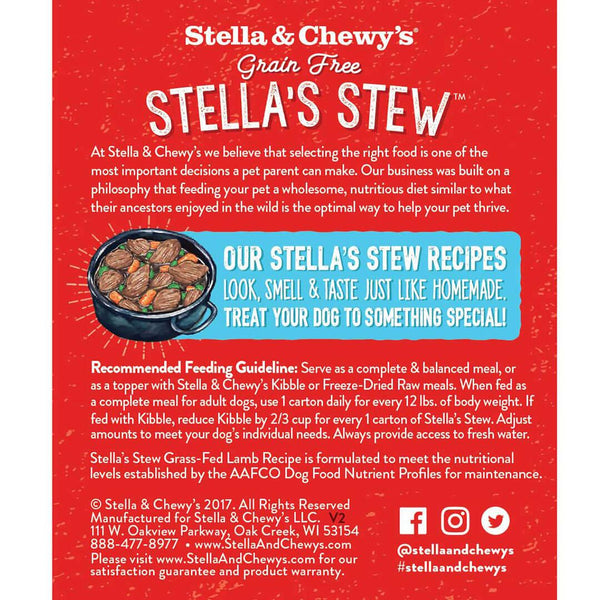 Stella & Chewy's Ragout Stella's Stew Agneau nourri Ï  l'herbe Nourriture humide pour chiens