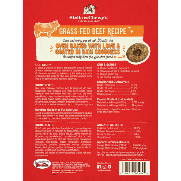 Stella & Chewy's Biscuits Enrobés Crus Recette Bœuf Alimenté à l'herbe Friandises pour chiens, 9 oz