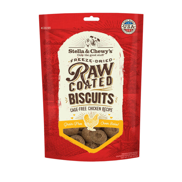 Stella & Chewy's Raw Coated Biscuits Cage-Free Chicken Recipe Dog Treats, 9-oz