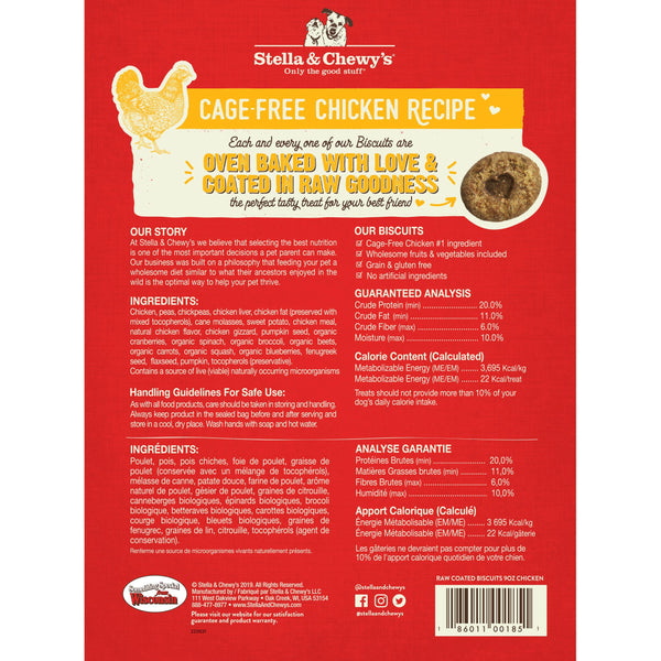 Stella & Chewy's Raw Coated Biscuits Cage-Free Chicken Recipe Dog Treats, 9-oz