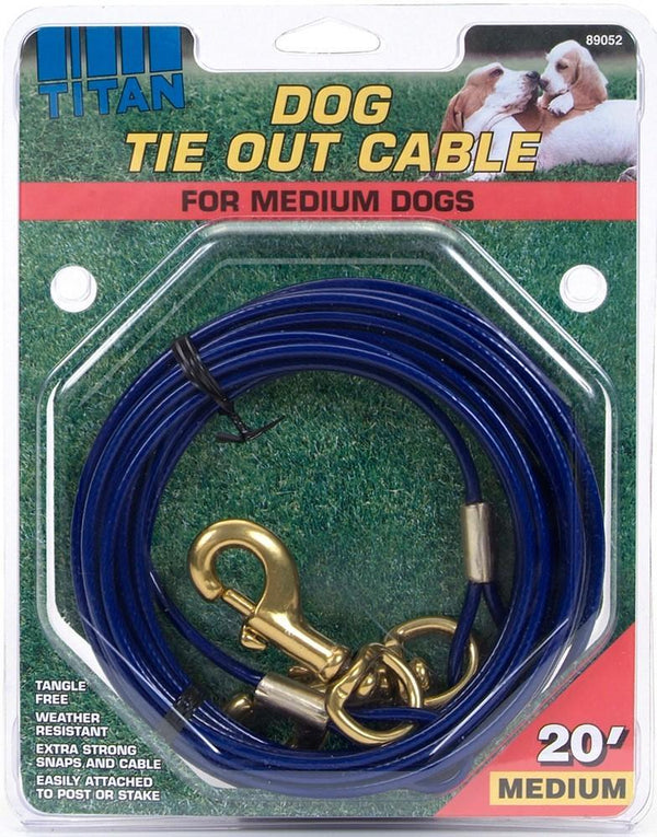 Coastal Titan Câble d'attache avec mousquetons plaqués laiton pour chiens moyens, 20 ft