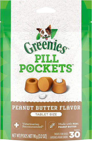 Greenies Pill Pockets Comprimés à saveur de vrai beurre de cacahuète pour chiens, 3,2 oz