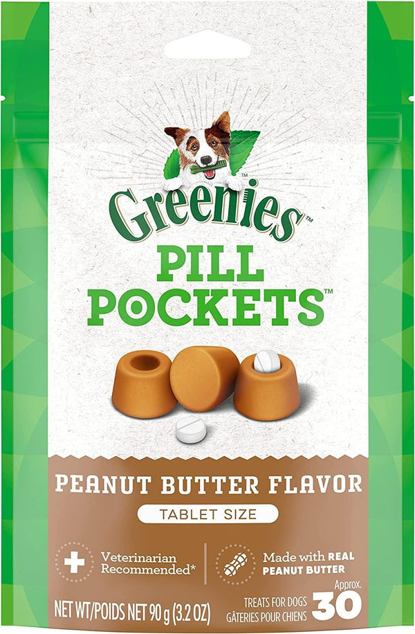 Greenies Pill Pockets Comprimés à saveur de vrai beurre de cacahuète pour chiens, 3,2 oz