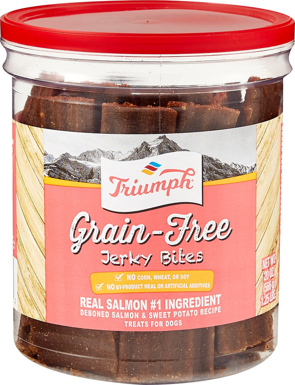 Triumph Grain-Free Jerky Sticks Salmon & Sweet Potato Dog Treats, 1.5-lb container