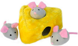 ZippyPaws Burrow Squeaky Hide and Seek Plush Dog Toy, Mice 'n Cheese