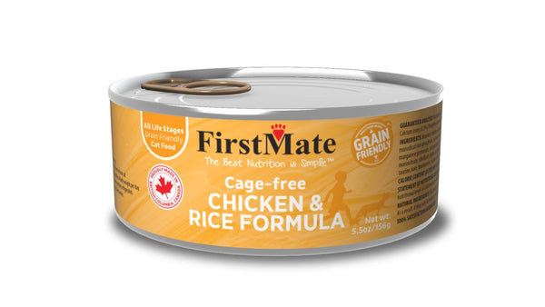 FirstMate Grain Friendly Cage-Free Chicken & Rice Wet Cat Food Can