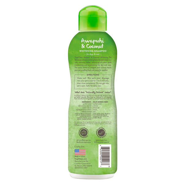 Tropiclean Awapuhi & Coconut Whitening Pet Shampoo, 20-oz
