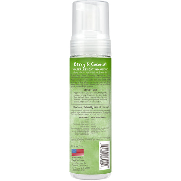 TropiClean Shampooing pour chat nettoyant en profondeur sans eau, bouteille de 7,4 oz