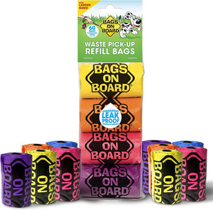 Bags on Board Bag Refill Pack, Rainbow 60 Count
