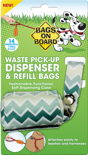 Bags on Board Fashion Dispenser, Green Chevron