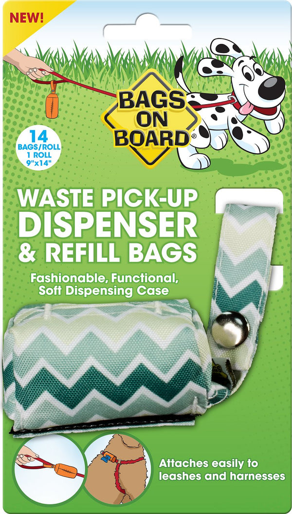 Bags on Board Fashion Dispenser, Green Chevron