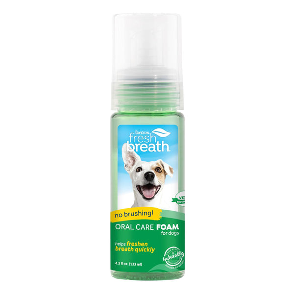 TropiClean Mousse d'haleine fraîche à la menthe pour chiens et chats, bouteille de 4,5 oz