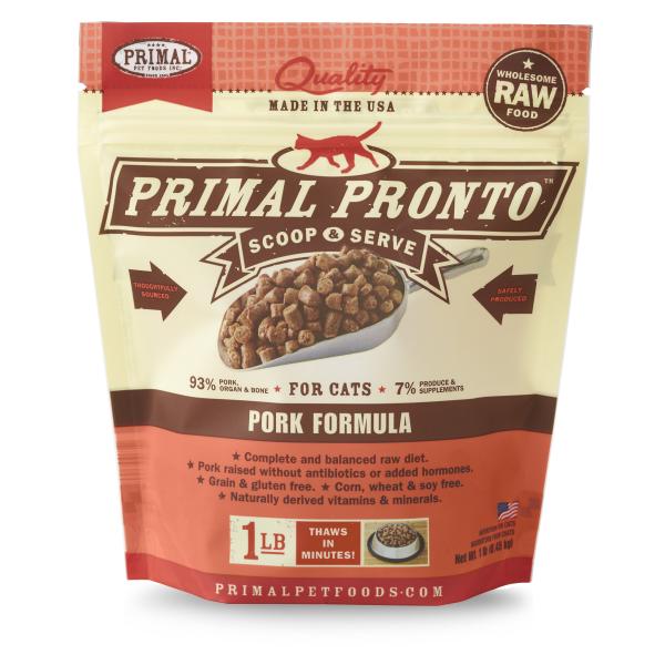 Primal Pronto Raw Frozen Pork Formula Cat Food, 1-lb