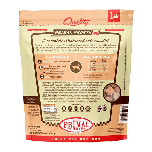Primal Pronto Raw Frozen Pork Formula Cat Food, 1-lb