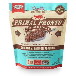 Primal Pronto Raw Frozen Chicken & Salmon Formula Cat Food, 1-lb