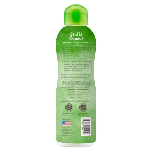 TropiClean Shampooing hypoallergénique doux pour chiots et chatons à la noix de coco