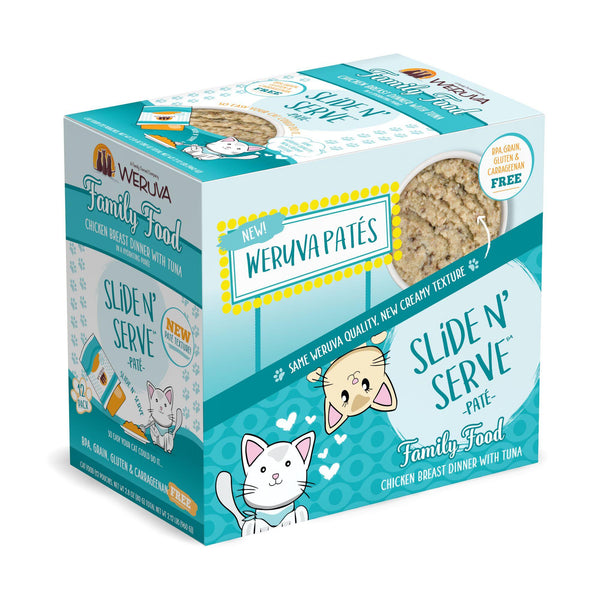 Weruva Pâté Family Food pour chats Dîner poitrine de poulet avec thon en purée hydratante Sachet de nourriture humide pour chats