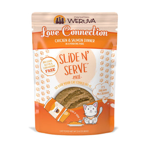 Weruva Pâté Chat Love Connection Dîner Poulet & Saumon en Purée Hydratante Sachet de nourriture humide pour chats
