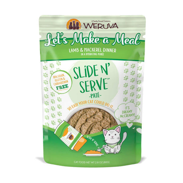 Weruva Cat Pate Let's Make a Meal Lamb & Mackerel Dinner in a Hydrating Puree Wet Cat Food Pouch