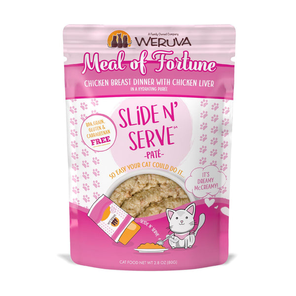 Weruva Pâté pour chat Meal of Fortune Dîner blanc de poulet avec foie de poulet en purée hydratante Sachet de nourriture humide pour chats