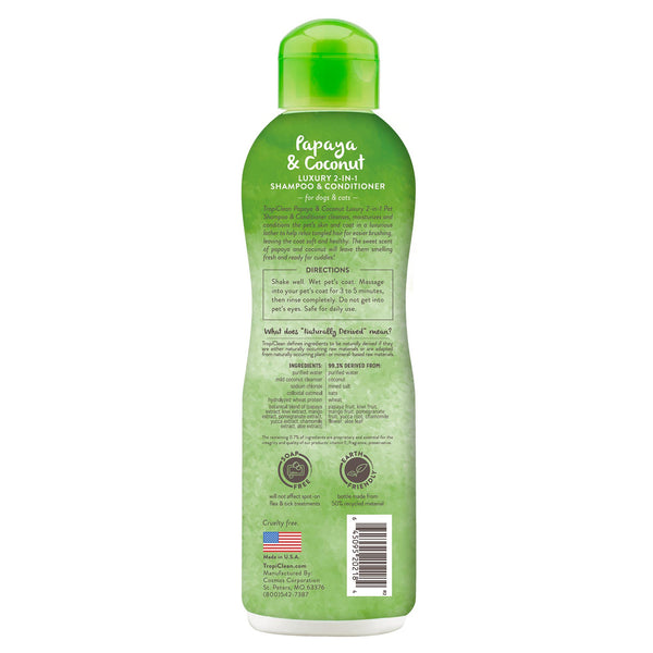 TropiClean Luxury Shampooing et revitalisant pour animaux de compagnie 2 en 1 à la papaye et à la noix de coco