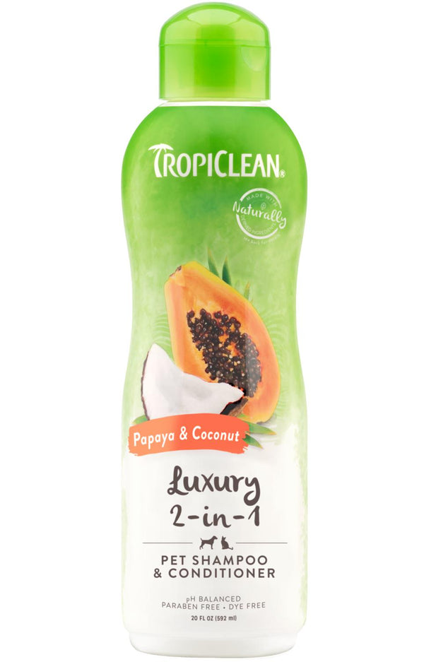 TropiClean Luxury Shampooing et revitalisant pour animaux de compagnie 2 en 1 à la papaye et à la noix de coco