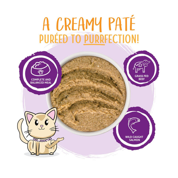 Weruva Pâté pour chat The Newly Feds Dîner Bœuf et Saumon dans une Purée Hydratante Sachet de nourriture humide pour chats